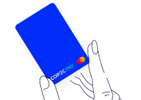 Mano con tarjeta Copec Pay versión móvil